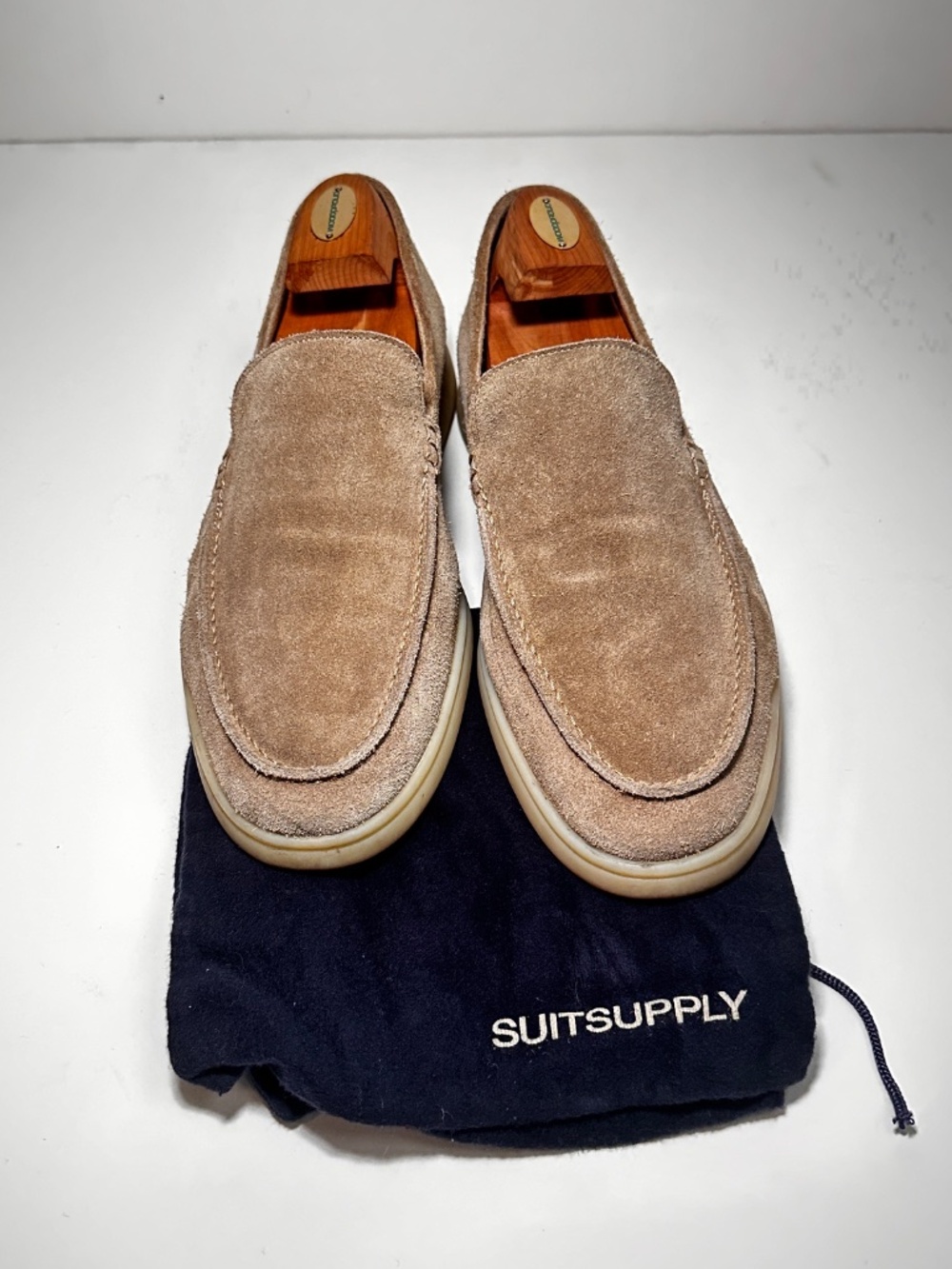 Suitsupply Beige Suede Slip-On Loafers